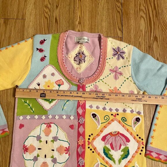 VTG Sweater Women's M That Sweater Beaded Beautiful Floral Designs Nice - Picture 8 of 12